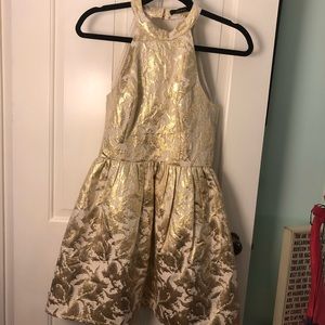 ARK&CO White and Gold Detailed Dress